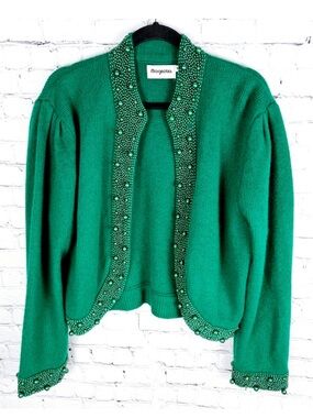 Vintage Magnolia Lambswool & Angora Rabbit Hair Open-Front Cardigan Sweater